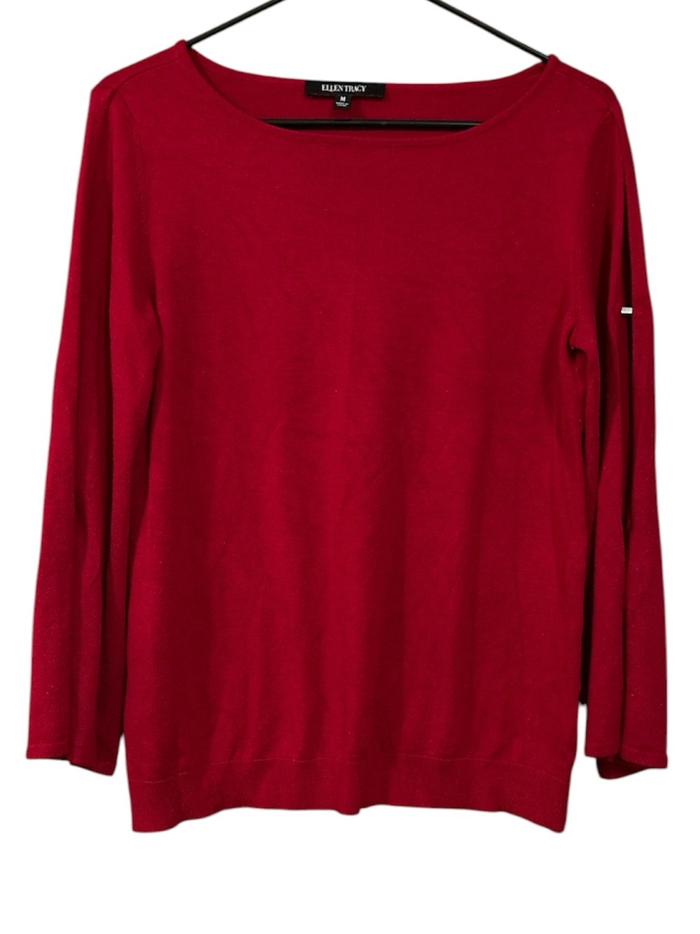 Ellen Tracy Burgundy Boatneck Knit Top